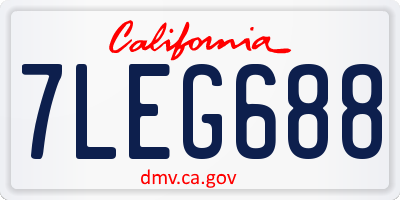 CA license plate 7LEG688