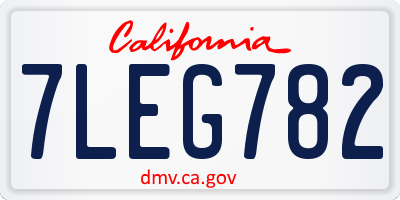 CA license plate 7LEG782