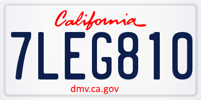 CA license plate 7LEG810