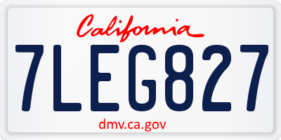CA license plate 7LEG827