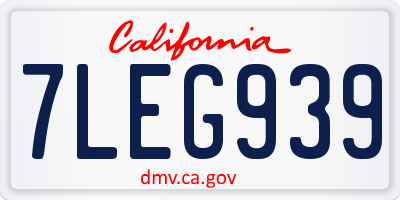 CA license plate 7LEG939