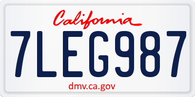 CA license plate 7LEG987