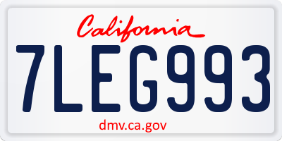 CA license plate 7LEG993