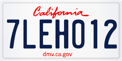 CA license plate 7LEH012