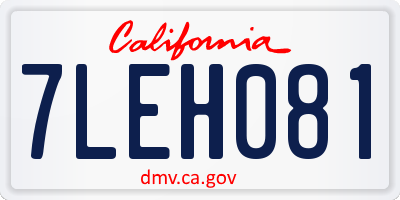 CA license plate 7LEH081