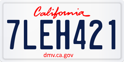 CA license plate 7LEH421