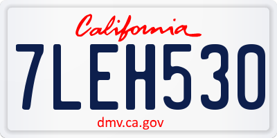 CA license plate 7LEH530