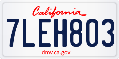 CA license plate 7LEH803