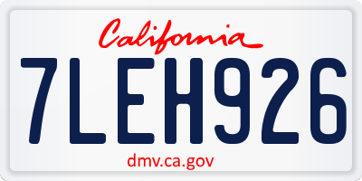 CA license plate 7LEH926