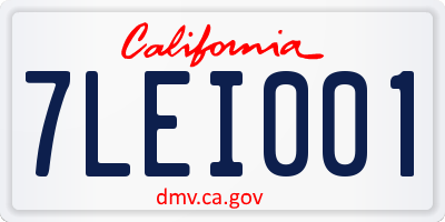 CA license plate 7LEI001