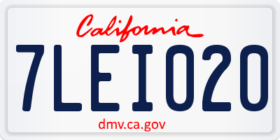 CA license plate 7LEI020