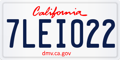 CA license plate 7LEI022