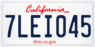 CA license plate 7LEI045
