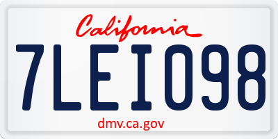 CA license plate 7LEI098