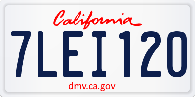 CA license plate 7LEI120