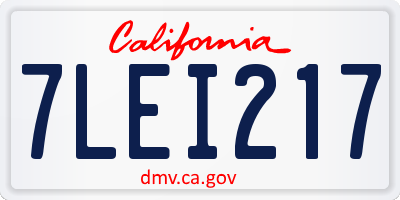 CA license plate 7LEI217