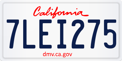 CA license plate 7LEI275