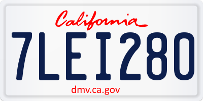 CA license plate 7LEI280