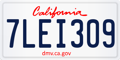 CA license plate 7LEI309