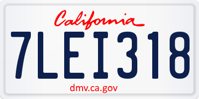 CA license plate 7LEI318
