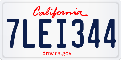 CA license plate 7LEI344