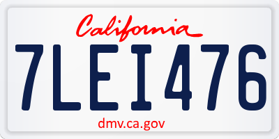 CA license plate 7LEI476
