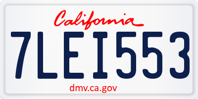CA license plate 7LEI553