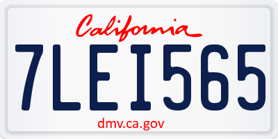 CA license plate 7LEI565
