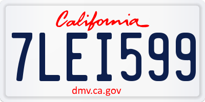 CA license plate 7LEI599