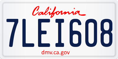 CA license plate 7LEI608