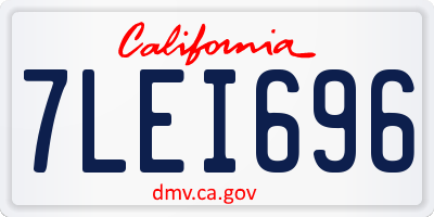 CA license plate 7LEI696