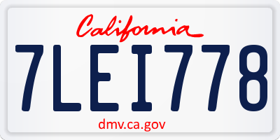 CA license plate 7LEI778