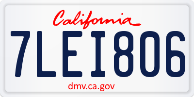 CA license plate 7LEI806