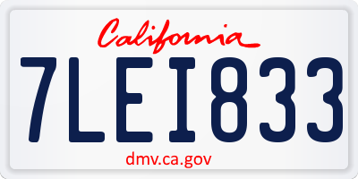 CA license plate 7LEI833