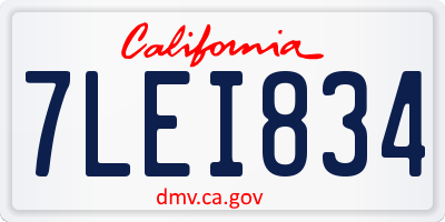 CA license plate 7LEI834