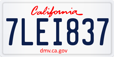 CA license plate 7LEI837