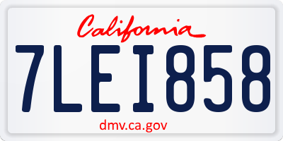 CA license plate 7LEI858