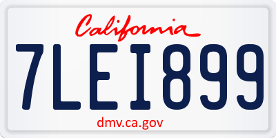 CA license plate 7LEI899