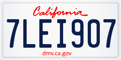 CA license plate 7LEI907