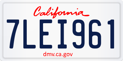 CA license plate 7LEI961