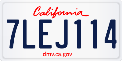 CA license plate 7LEJ114