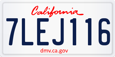 CA license plate 7LEJ116