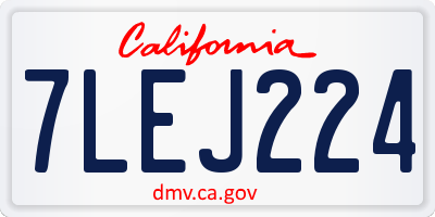 CA license plate 7LEJ224