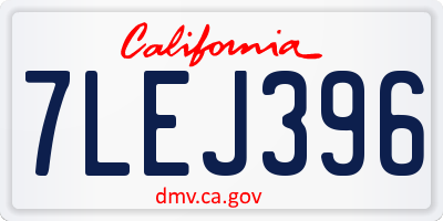CA license plate 7LEJ396