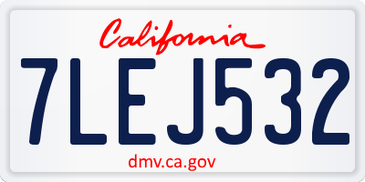 CA license plate 7LEJ532