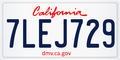 CA license plate 7LEJ729