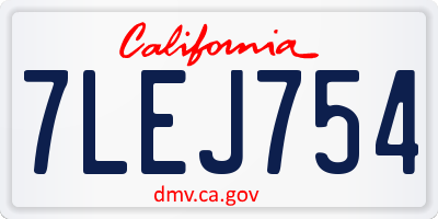 CA license plate 7LEJ754