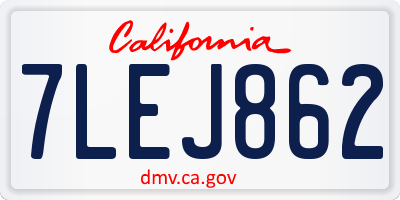 CA license plate 7LEJ862