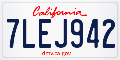 CA license plate 7LEJ942