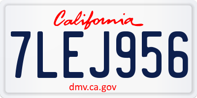 CA license plate 7LEJ956